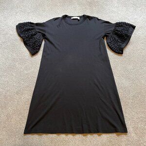 See By Chloe Mini Dress Womens Medium Black Ruffle Sleeves Mini Jersey T-Shirt